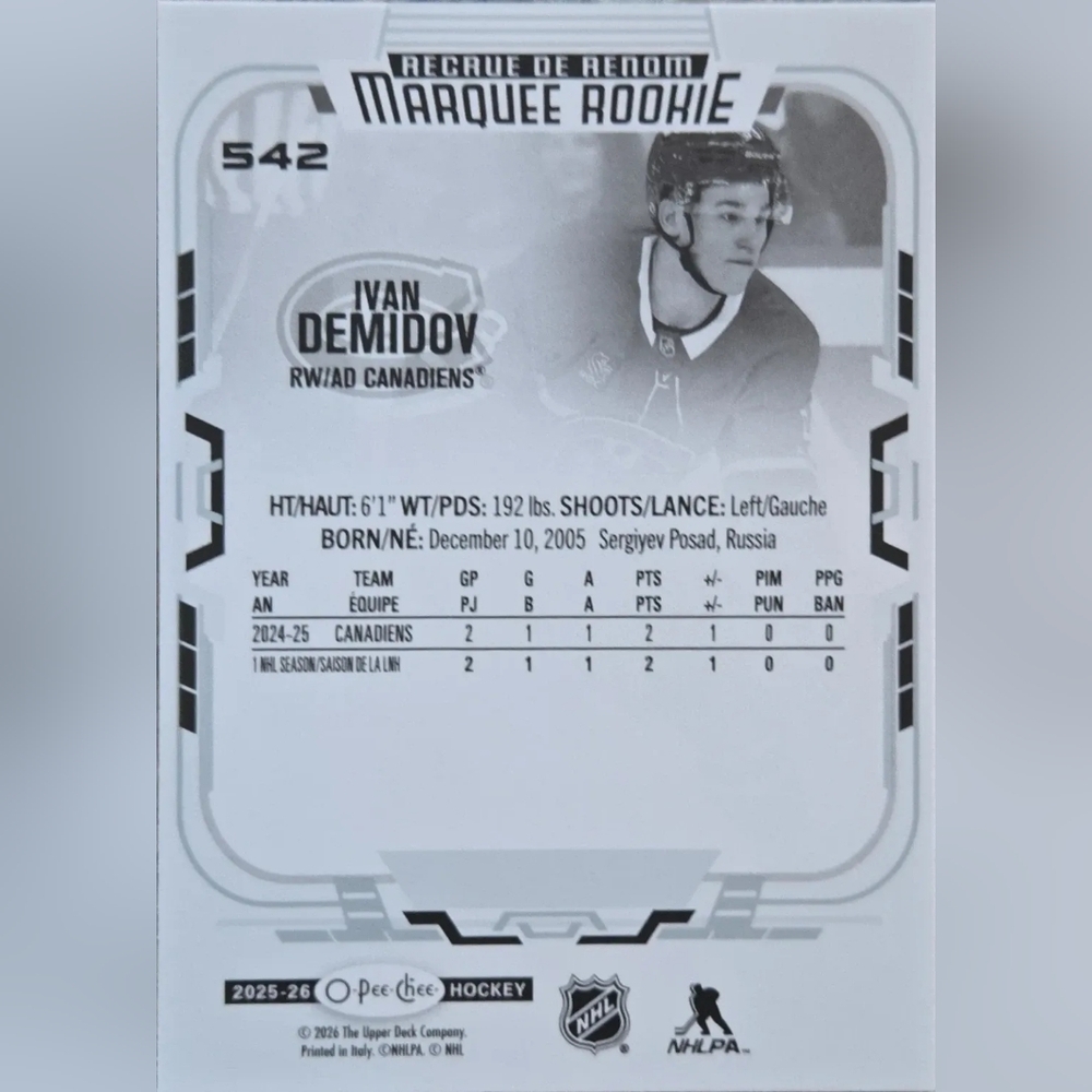 Ivan Demidov Rookie Card - Picture 2 of 2